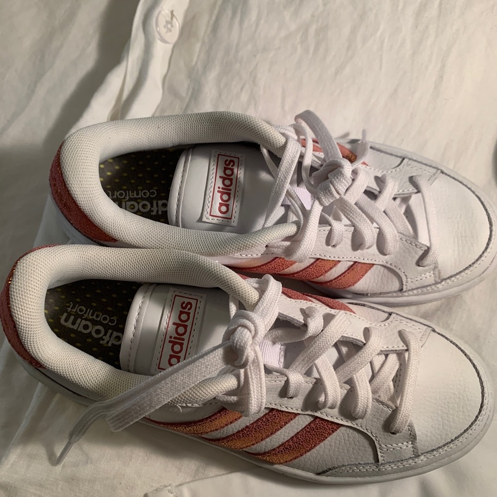 Adidas Leather Court Sneaker w/Cloudfoam Comfort